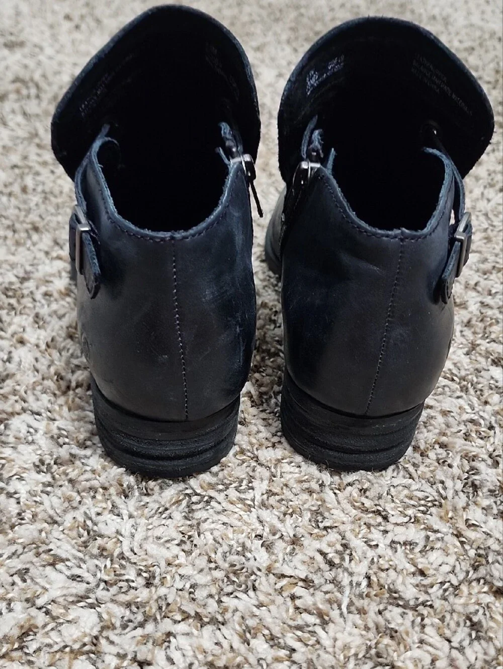 Børn Jem Classic Black Leather Harness Ankle Boots Size 9.5 Goth Moto Edgy